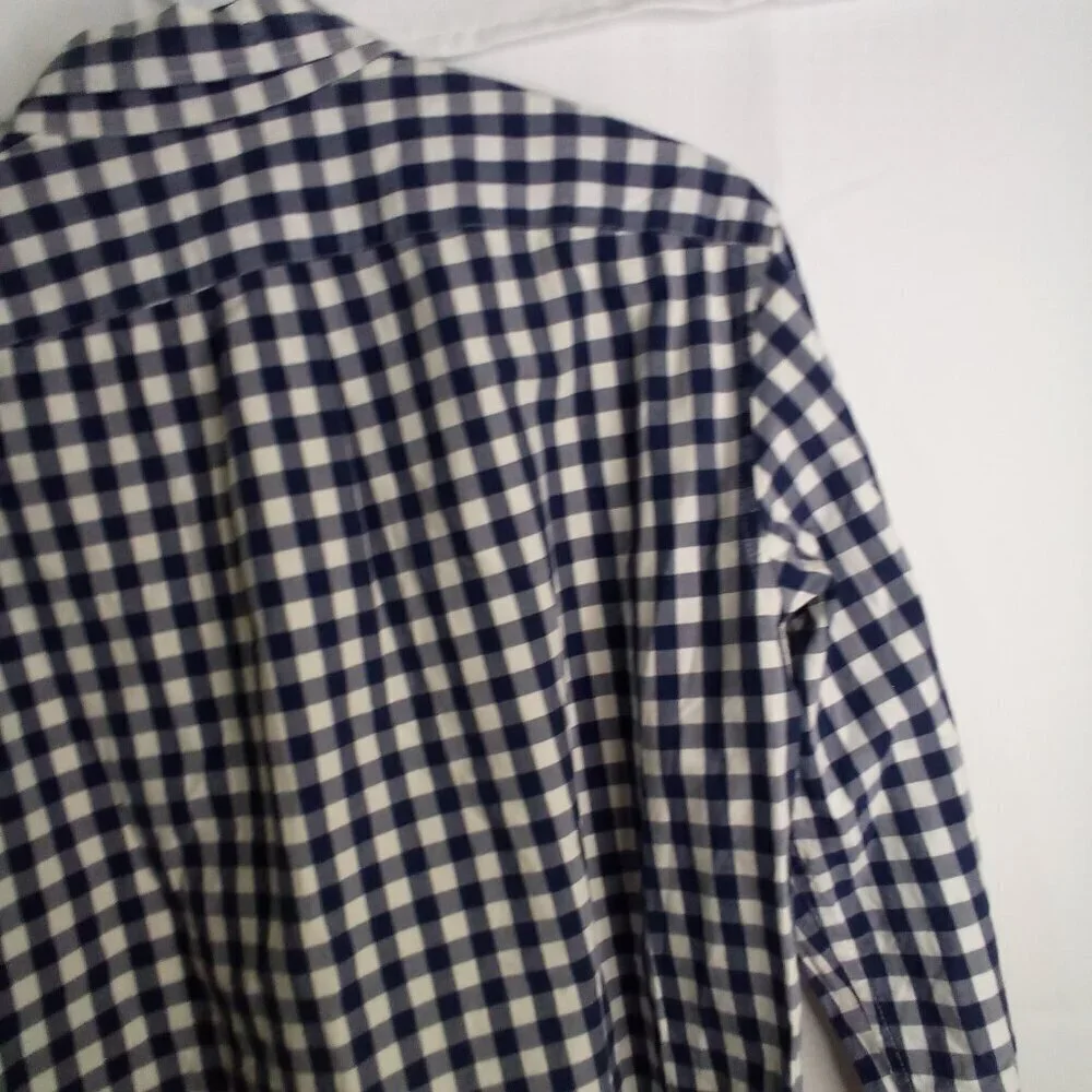 J Crew Shirt Men M Slim Button Down Long Sleeve Check Pattern Blue White